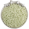 Pale mint green 4mm glass pearl beads with through-holes on a silver vintage tray - 4mm Aperture Approx 1mm 10g/Pack Approx 100 Beads / Grass Green