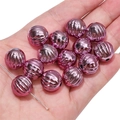 Perles citrouilles roses métallisées en acrylique avec rainures pour la création de bijoux - Violet / 14mm (5 Pièces/Paquet)