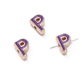 10mm purple enamel letter P bead with gold plating for DIY jewelry making - Letter P
