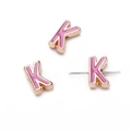 Pink enamel 10mm alloy letter K beads with gold plating for DIY jewelry making - Letter K