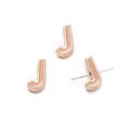 Golden alloy bead with letter J shape and cream enamel finish for DIY jewelry - Letter J