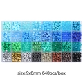 24-grid jewelry making kit with 640 pieces of 9x6mm pony beads in assorted colors - Approx. 640pcs/box / Cool Tones
