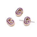 10mm purple enamel letter G beads in gold alloy finish for DIY jewelry making - Letter G