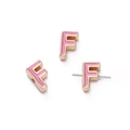 Golden alloy 10mm pink enamel letter F bead for DIY handmade bracelets and necklaces - Letter F