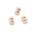 10mm Gold and White Enamel Letter E Bead with horizontal hole for DIY jewelry - Letter E