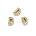 Green and gold enamel alphabet letter D charm beads for DIY bracelet jewelry making - Letter D
