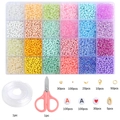 24-compartment DIY bead kit with multicolored 3mm seed beads and alphabet charms - 3mm / 24 Grids Light Macaron Kit