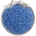 Perline di vetro celeste da 4mm in vassoio d'argento per la creazione di gioielli fai da te - Confezione da 10g / Blu zaffiro