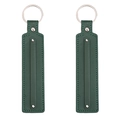 Portachiavi in pelle verde scuro con rivetti e anelli in argento per accessori fai-da-te - Diametro 30mm Lunghezza Totale Circa 15cm / verde scuro