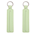 Portachiavi in pelle verde menta fatto a mano con cuciture gialle e anello argento - Diametro 30mm Lunghezza Totale Circa 15cm / verde chiaro