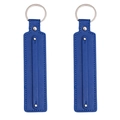 Coppia di ciondoli portachiavi in pelle blu brillante con anelli e rivetti in metallo - Diametro 30mm Lunghezza Totale Circa 15cm / Blu Reale