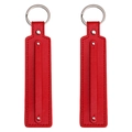 Two pieces of rectangular red leather keychains with silver rings and fine stitching - Diameter 30mm Total Length About 15cm / Red