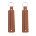 Brown leather keychain with silver rivets and metal ring set for DIY accessories - Diameter 30mm Total Length About 15cm / Tan