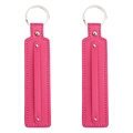 Set of two rose pink leather keychains with silver rivets and metal rings - Diameter 30mm Total Length About 15cm / Rose Red
