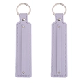 Lavender purple leather keychain pendant with silver metal ring and stitch detail - Diameter 30mm Total Length About 15cm / Light Purple