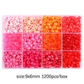 Pony kralenset in 12-vaks doos met rode en roze 9x6mm plastic kralen voor DIY sieraden - 9x6mm 12 Roosters Emmer Kralen Set Ca. 1200st/Doos / Rode Serie