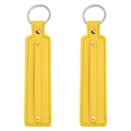 Handmade bright yellow leather keychain set with silver metal ring and stitching - Diameter 30mm Total Length About 15cm / Bright Yellow
