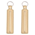 Elegant champagne gold leather keychain with silver ring and fine stitching, 2-piece set - Diameter 30mm Total Length About 15cm / Gold