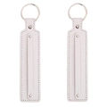 Sleek white leather rectangular keychain with silver rivet and ring for bags - Diameter 30mm Total Length About 15cm / White
