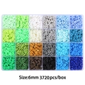 Set de perles en argile polymère 6mm DIY avec 24 couleurs et 3720 pièces en boîte - 6mm / Boîte Bleu Vert Gris