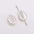 Pearlescent white cowrie shell ABS beads with metal pin for DIY jewelry making - Shell (7313#) / 30 Pieces/Pack (13x18mm) / Pure White