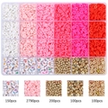 DIY jewelry set with 24-compartment box, colorful clay beads and letter beads - Gradient Red