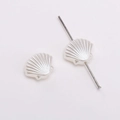 Elegant pearl white shell-shaped DIY beads with center hole for handmade jewelry - Textured Scallop (3236#) / 30 Pieces/Pack (13x11mm) / Pure White