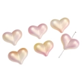Perline a cuore 23mm con sfumatura rosa-gialla perlata e foro centrale per gioielli DIY - Stile cuore cangiante (BSD822) / 20g/Confezione (circa 12 pezzi, 23x18mm) / Giallo Rosa Iridescente
