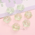 Perle a rosa in resina trasparente verde chiaro da 18mm con foro per gioielli fai-da-te - Verde