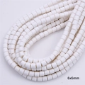 6x6mm white cylinder polymer clay beads in spiral arrangement for DIY jewelry making - 6x6mm / White