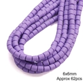 6x6mm purple cylindrical polymer clay beads for DIY jewelry making with matte finish - 6x6mm / Purple