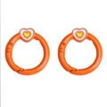 Orangefarbene Herz-Federringe für Taschen mit weiß-gelben Emaille-Anhängern - 27mm (2 Stück/Packung) / Orange