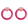 Zwei rosenrote herzförmige Federring-Verschlüsse mit gelbem Herzmuster-Detail - 27mm (2 Stück/Packung) / Fuchsia