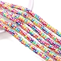 Perles Heishi rayées arc-en-ciel 6x3mm pour la création de bijoux DIY et de bracelets - 39cm/Fil Environ 110pcs 6x3mm Ouverture 1mm / Couleurs Mélangées Aléatoires