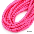 Vibrant pink 6x6mm cylindrical matte clay beads for DIY necklace and jewelry making - 6x6mm / Deep Pink