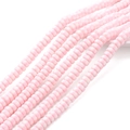 Bunte flache runde gestreifte Polymer-Ton-Perlen in Rosa und Weiß für DIY-Handarmbänder - 6x3mm / Hellrosa