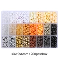 24-vaks opbergdoos met 1200 stuks gekleurde 9x6mm plastic kralen met groot rijggat - Neutrale/Metalen Tonen (Stijl 03)