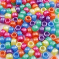 Vibrant colorful acrylic pony beads with pearlescent finish for DIY jewelry crafts - Diameter approx. 9mm, Height approx. 6mm, Hole approx. 3.5/4mm / Pearlescent Mixed Colors (Approx. 100 pcs/Pack)