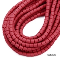 Deep red 6x6mm cylindrical resin beads with a matte finish for DIY jewelry making - 6x6mm / Dark Red