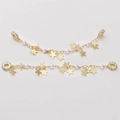 Set of two gold star bracelets with white pearls and sparkling zircon accents - Style 7 (Star Artificial Pearl Style) / Length about 8-9cm (1 Piece/Pack) / Gold