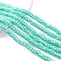 DIY jewelry beads with green and white stripes for handmade necklaces and bracelets - 39cm/Strand Approx 110pcs 6x3mm Aperture 1mm / Teal