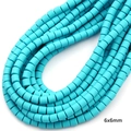 Teal green square 6x6mm polymer clay spacer beads for DIY jewelry making and crafts - 6x6mm / Lake Blue