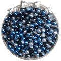 Perle rotonde in ABS finta madreperla blu sfumato con foro per creazione gioielli - Blu Nero