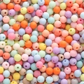 Perles rondes en acrylique mat aux tons pastel pour la création de bijoux DIY - 6mm (Environ 500 Pcs/Pack de 50g) / Couleurs Mélangées Aléatoires