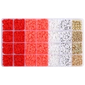 DIY jewelry kit with orange heishi beads and letter beads in a 24-grid organizer - 6mm / Red Series