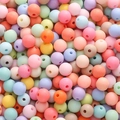 Perles rondes en acrylique mat macaron pour fabrication de bijoux DIY à la main - 8mm (Environ 200 Pcs/Pack de 50g) / Couleurs Mélangées Aléatoires