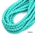 Turquoise 6mm cylindrical polymer clay beads for DIY jewelry making and handmade necklaces - 6x6mm / Teal