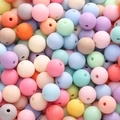 Perles acryliques mates colorées pour la création de bijoux en nuances macaron - 10mm (Environ 95 Pcs/Pack de 50g) / Couleurs Mélangées Aléatoires
