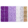 Kit bijoux DIY avec perles d'argile violettes, perles alphabet et intercalaires dorés - 6mm / Série Violette