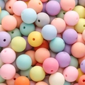 Perles rondes en acrylique mat aux couleurs macaron pour la création de bijoux DIY - 12mm (Environ 55 Pcs/Pack de 50g) / Couleurs Mélangées Aléatoires